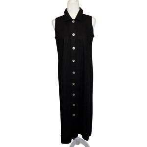 American Vintage Linen Maxi Shirt Dress Women's S Black Summer Minimalist